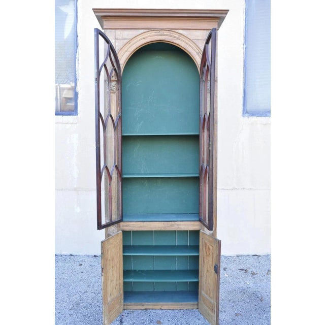 Late 19th Century Antique Italian Renaissance 109" Tall Carved Wood Gothic Cupboard Hutch Cabinet For Sale - Image 5 of 12