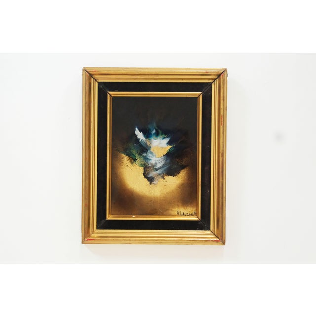 André Laurent, Abstract Triptych Paintings, 1960s, Mixed Media Acrylic on Gold Leaf For Sale - Image 4 of 5
