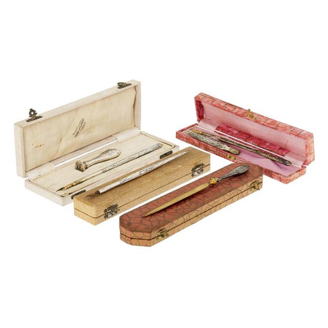 Silver Cases with Nib Pens, 19th Century, Set of 4 For Sale - Image 6 of 6