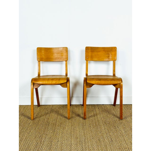 1960s Vintage Bentwood School Chairs, 1950s, Set of 2 For Sale - Image 5 of 18