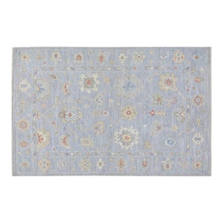 Turkish Oushak Hand Knotted Wool Rug, 4'x5'9" For Sale