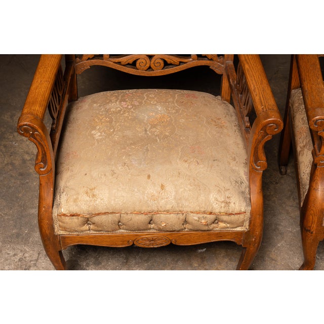 Late 19th Century Victorian Eastlake Carved Oak Parlor Suite – 6 Piece Set For Sale - Image 11 of 18