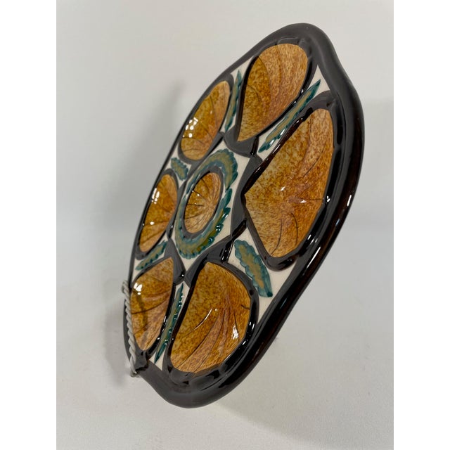 Vintage 1950s French Saint Jean De Bretagne Majolica Oyster Plate For Sale - Image 15 of 18
