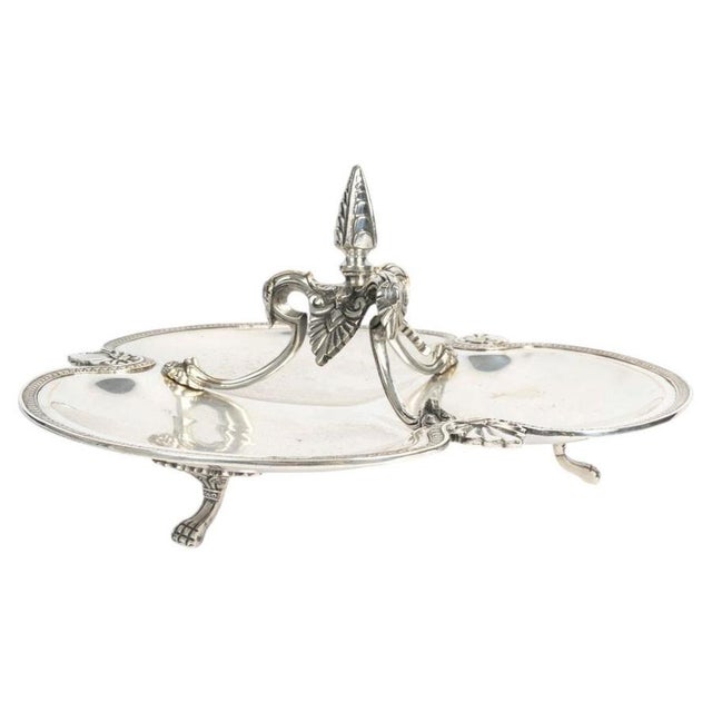 Silver Bowl with Silver-Plated Metal Appetizer Stand For Sale - Image 8 of 8