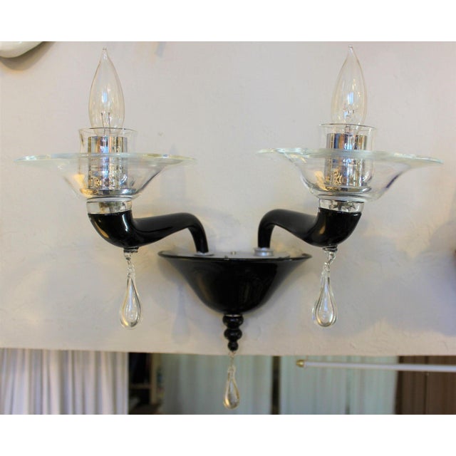 Price reduced $1,500. Now only $1,450! This strikingly beautiful wall sconce called "Black Scarlatti was hand made by the...
