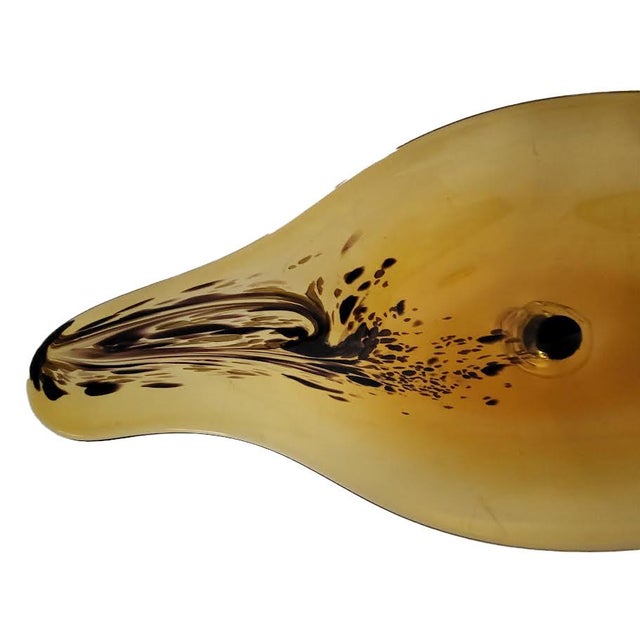 Amber Mid-Century Murano Style Asymmetrical Amber & Tortoiseshell Blown Glass Wall Art Installation Plates - Set of 3 For Sale - Image 8 of 10