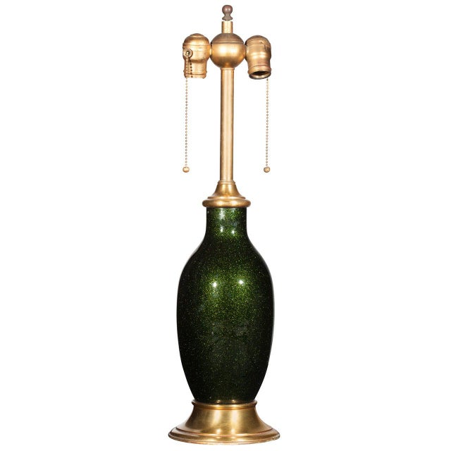 Mid 20th Century Barovier & Toso 1940s Emerald Aventurine Glass Lamp For Sale - Image 5 of 5