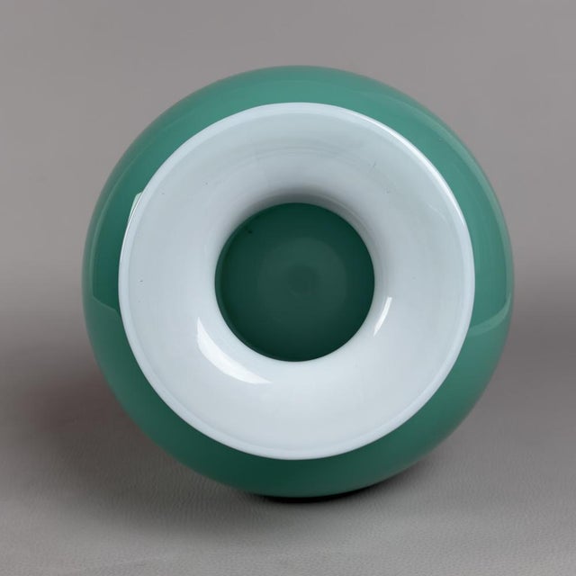 Murano Glass Vase in Aqua Green and White, 1970s For Sale - Image 5 of 11