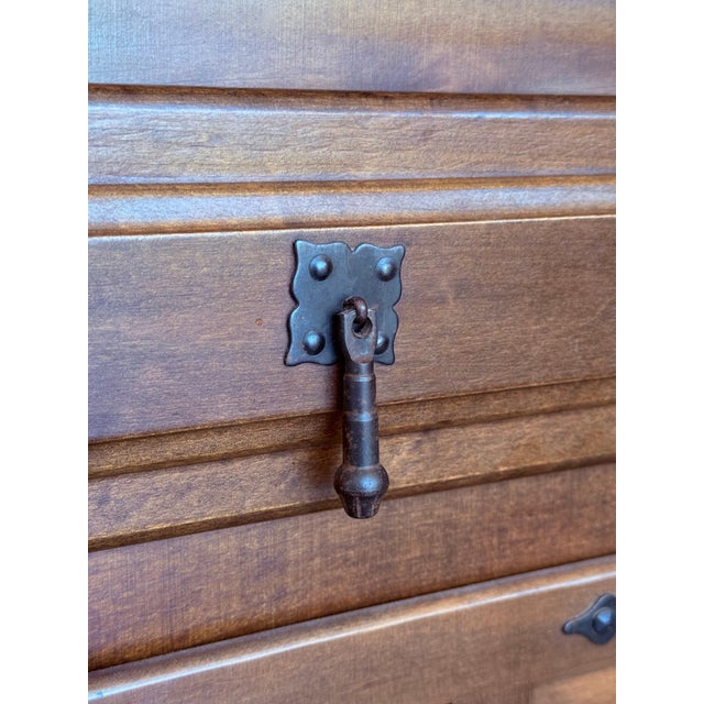 Brown 20th Spanish Nightstands with Drawer & Door, 1920, Set of 2 For Sale - Image 8 of 18