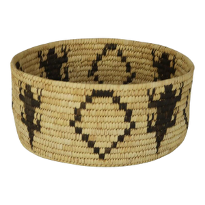 Vintage Southwest Native American Figural Woven Reed Bowl 20thC