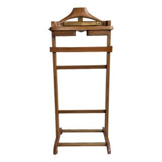 Mid-Century Modern Beech and Brass Valet Stand from Fratelli Reguitti, Italy, 1960s For Sale