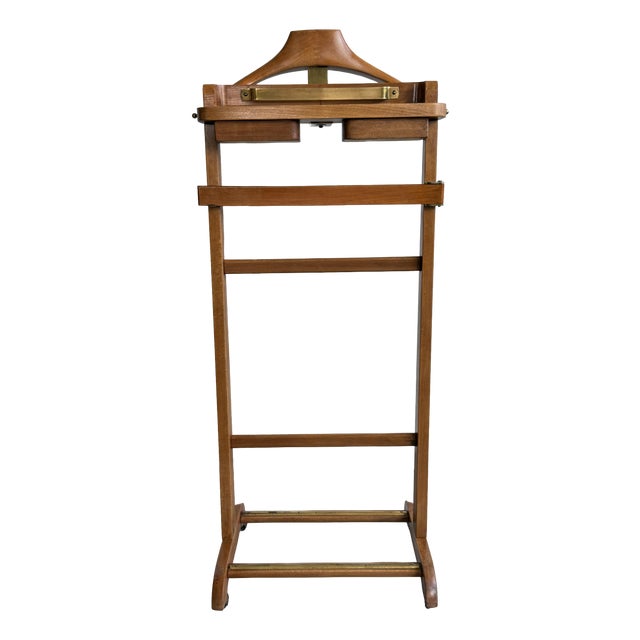 Mid-Century Modern Beech and Brass Valet Stand from Fratelli Reguitti, Italy, 1960s For Sale