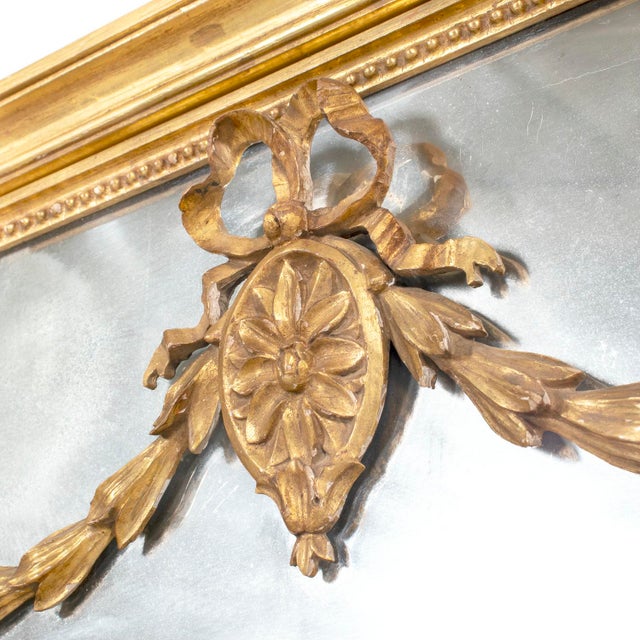 19th Century French Louis XVI Style Giltwood Pareclose Mirror With Original Mercury Glass For Sale - Image 10 of 15