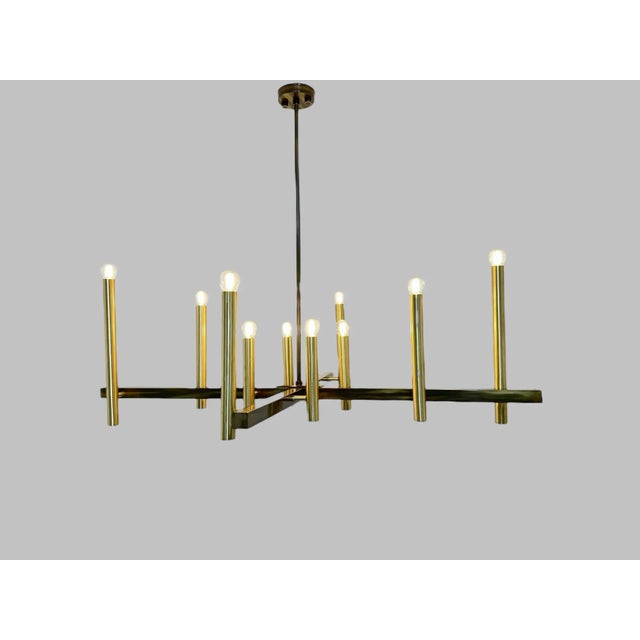 10 Light Handmade Pure Raw Brass Modern Chandelier For Sale - Image 4 of 10
