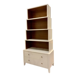 Worlds Away Modern White Wood Bookcase For Sale