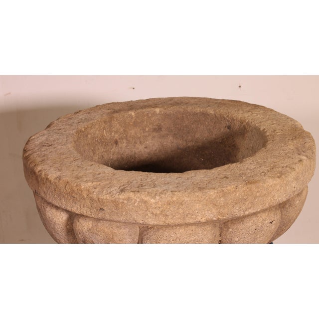 Brown Carved Stone Holy Water Font, 1600s For Sale - Image 8 of 10