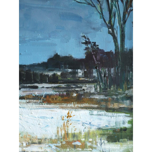 Mid-Century Modern 'Winter Light' Vintage Swedish Expressive Landscape Oil Painting, Framed For Sale - Image 10 of 12
