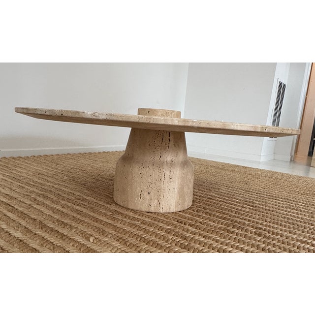 Round Travertine Coffee Table, 1970s For Sale - Image 11 of 11