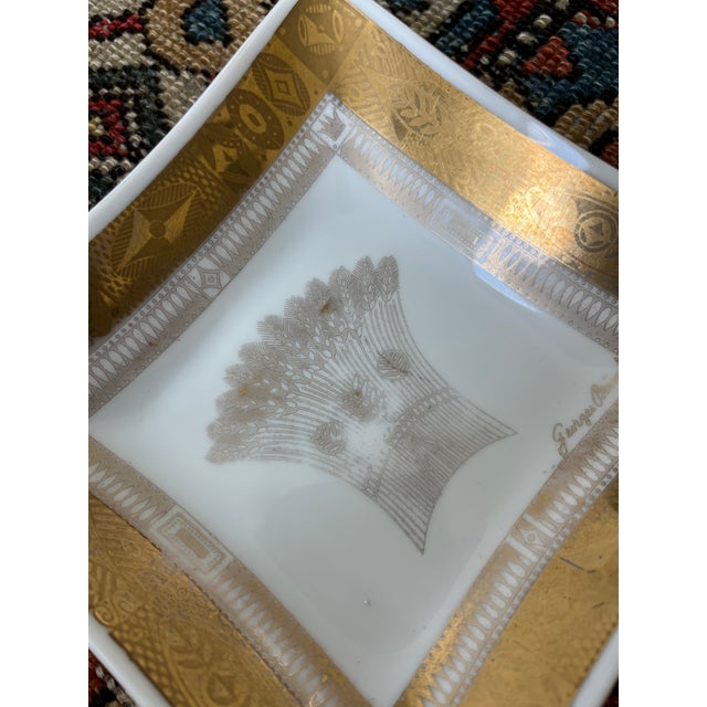 1960s 1960s Georges Briard Milk Glass Ashtray in Golden Harvest Pattern For Sale - Image 5 of 8