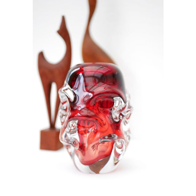 Glass Red Crystal Vases by Augustsson for Åseda, Set of 2 For Sale - Image 7 of 10