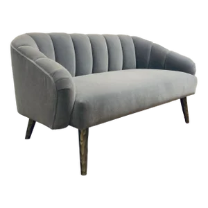 Made Goods Modern Gray Channeled Mohair Rooney Settee