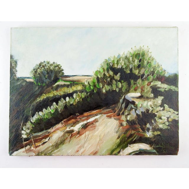 Rustic Mid 20th Century Impressionist Hillside Landscape Painting For Sale - Image 3 of 4