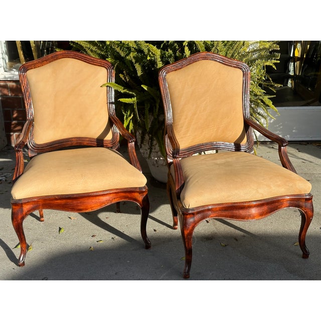 Nancy Corzine Tropez French Mahogany & Leather Fauteuil Arm Chair For Sale In Los Angeles - Image 6 of 6