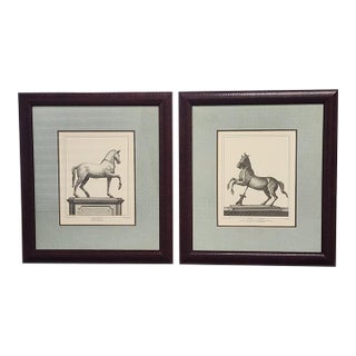 Vintage Carlo Noli Equestrian Etchings Framed Prints - A Pair For Sale