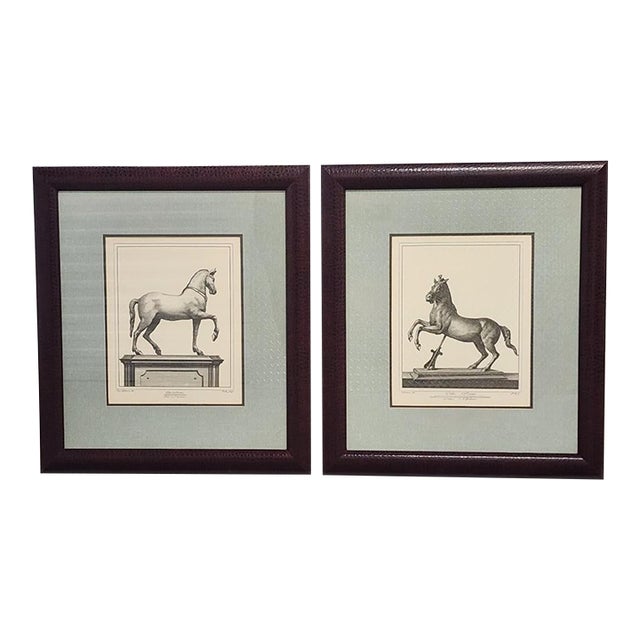Vintage Carlo Noli Equestrian Etchings Framed Prints - A Pair For Sale