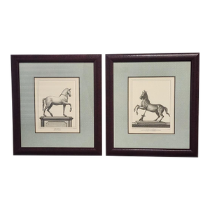 Vintage Carlo Noli Equestrian Etchings Framed Prints - A Pair