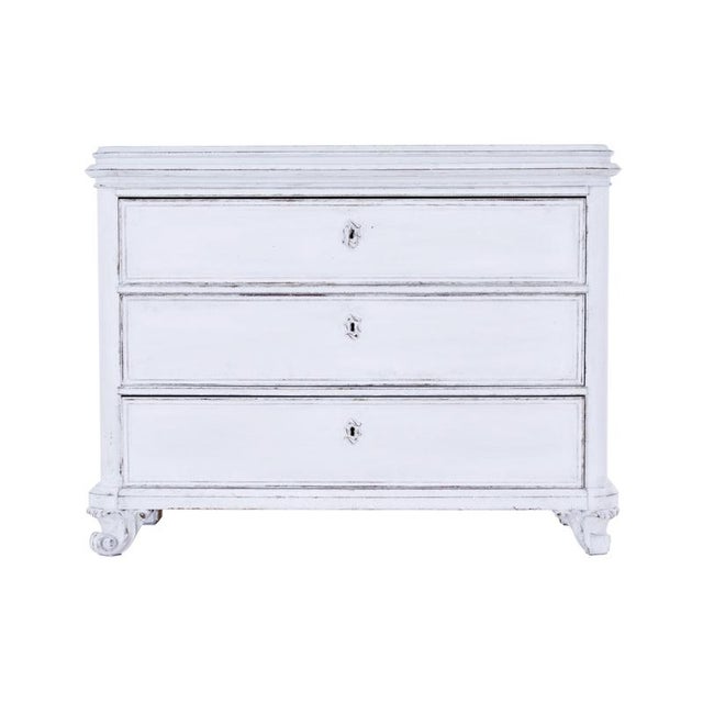 White Swedish 19th Century Painted Chest of Drawers For Sale - Image 8 of 10