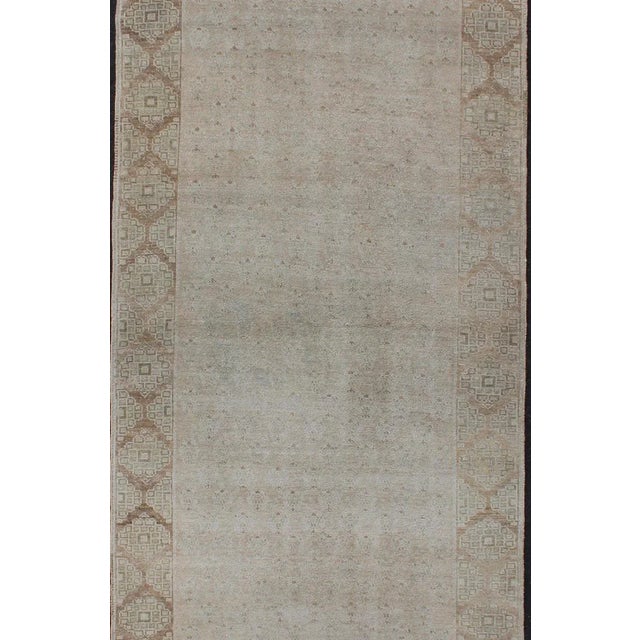 Floral All-Over Medallion Vintage Turkish Oushak Runner With Faded Color Palette For Sale - Image 4 of 13