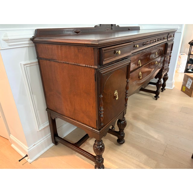 Jacobean Antique 1920s Walnut Buffet Sideboard For Sale In Charleston - Image 6 of 7