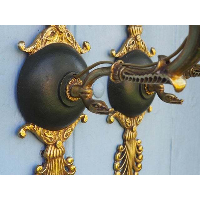 French Serpent Wall Sconces in Ornate Bronze and Gold, 1920s, Set of 2 For Sale - Image 10 of 18