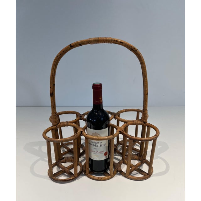 Mid 20th Century Rattan bottle holder. French work. Circa 1950 For Sale - Image 5 of 12