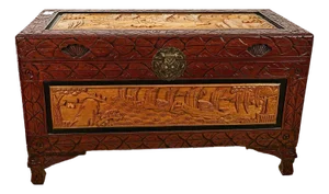Oriental Carved Wooden Chest