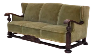 Danish Three-Seater Sofa in Velour and Oak, 1950s