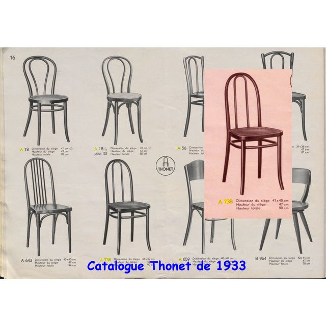 N°A 738 Bistro Chairs from Thonet, 1920, Set of 4, in Flawless conditions. Designed 1920 to 1949 This piece has an...