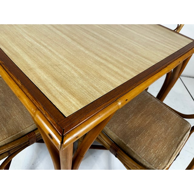 Mid Century Bamboo Rattan Dining Set- Table and 4 Chairs For Sale In Tampa - Image 6 of 12