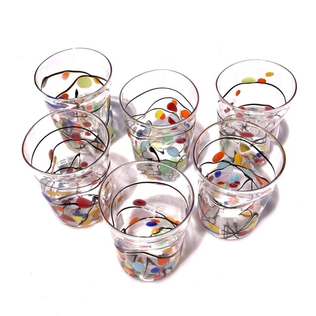 Contemporary Murano Glasses in Crystal and Colored Spots from YourMurano, Set of 6 For Sale - Image 3 of 11