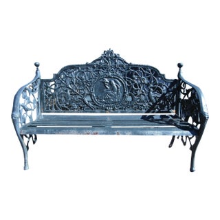 Ornate Floral Cast Iron Bench For Sale