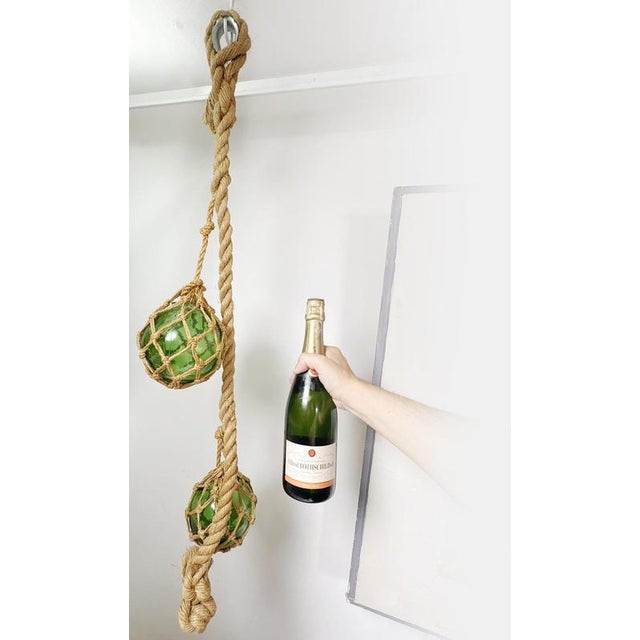 Glass Decorative Pendant with Two Glass Globes in a Fishermans Net, France, 1960s For Sale - Image 7 of 8