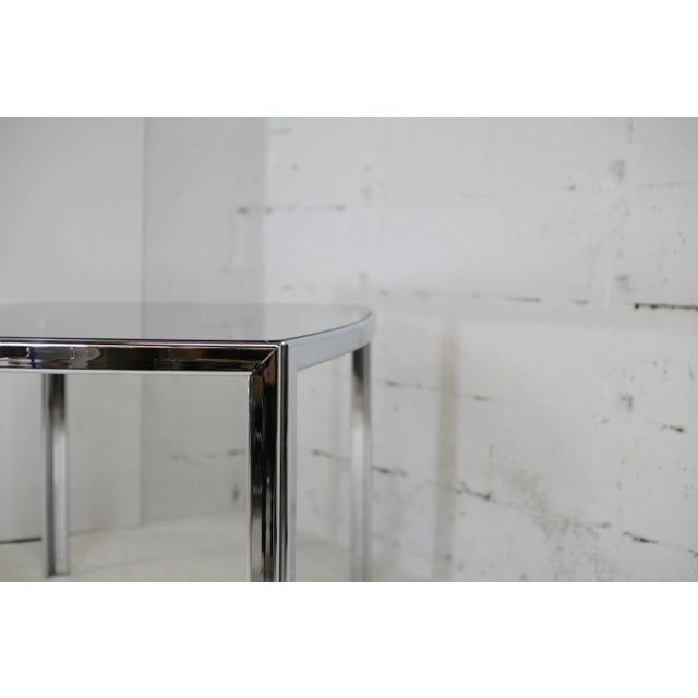Table in Chromed Metal with Curved Smoked Glass Slab Top, France, 1970s For Sale - Image 15 of 18