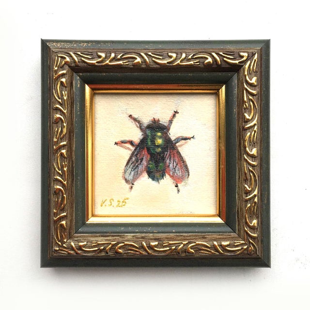 Fly Framed Insect Original Painting by Valeriya Serova For Sale - Image 6 of 6