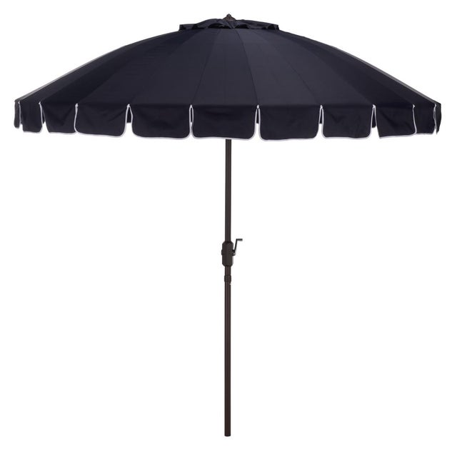 Navy Blue Panza 9 Ft Crank Umbrella, Navy/Brown Pole For Sale - Image 8 of 8