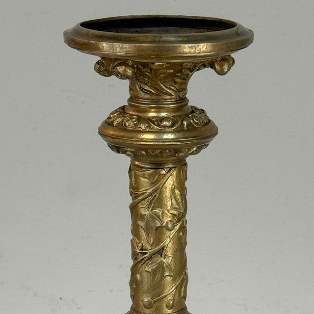Set of Two 19th Century French Renaissance Gilt Bronze Candlesticks For Sale - Image 9 of 18