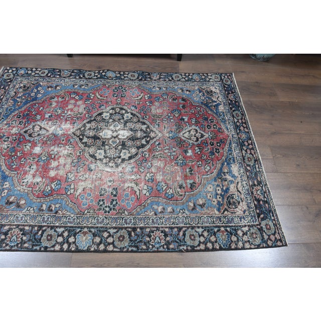 1970s Vintage Persian Handmade Wool Cotton Red Area Rug For Sale - Image 11 of 11