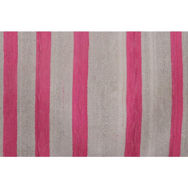 Traditional Vintage Frazada Kilim in Fuschia and Mauve Striped Pattern - Rug & Kilim For Sale - Image 3 of 7
