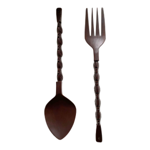Vintage Wall Decor Large Wooden Fork Spoon Set- a Pair