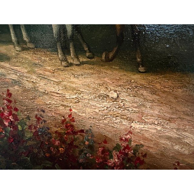 Late 20th Century Vintage English Hunting Scene Oil Painting Horses Hounds Equestrian Sporting Art For Sale - Image 5 of 14